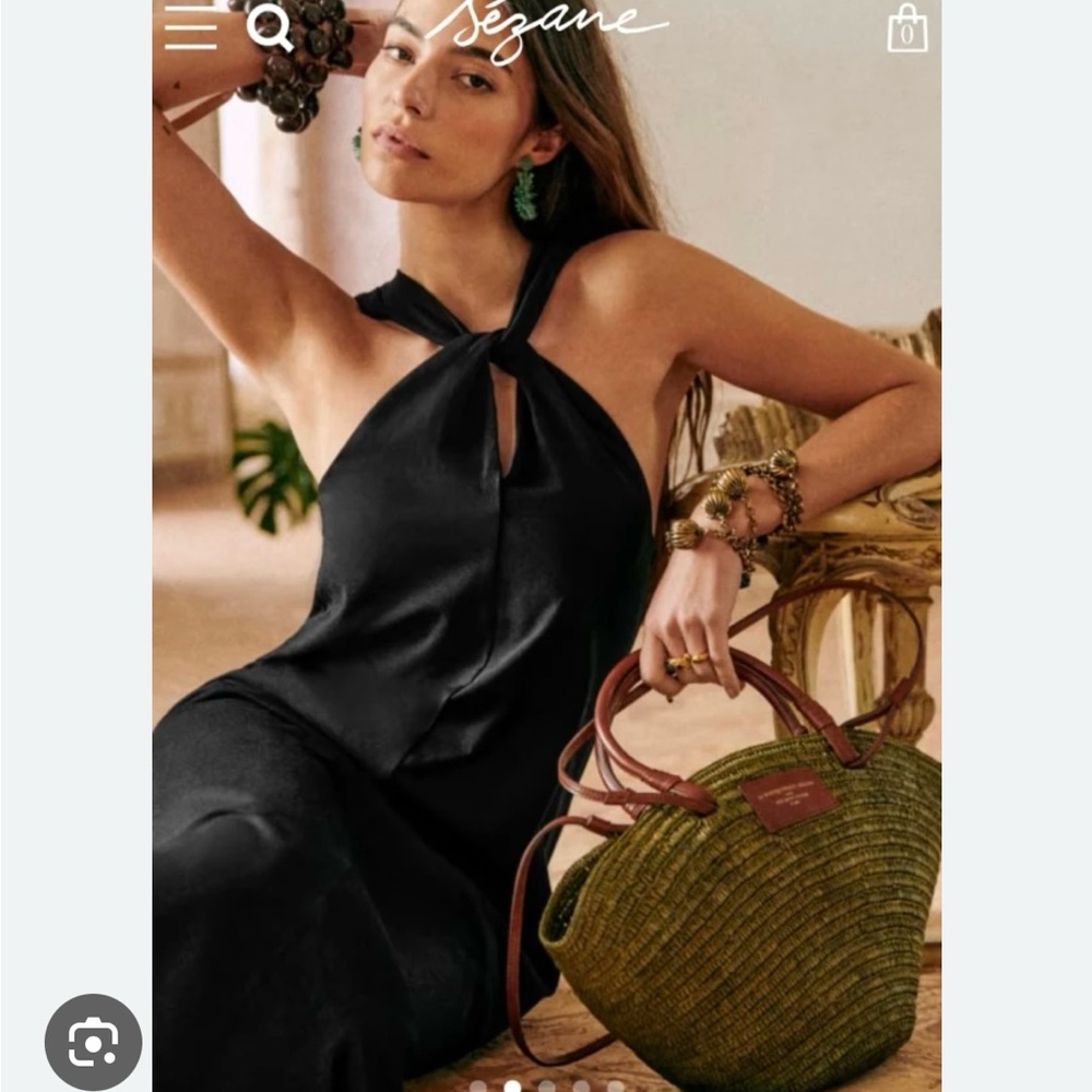 Sézane Sandra Midi Black Halter Dress